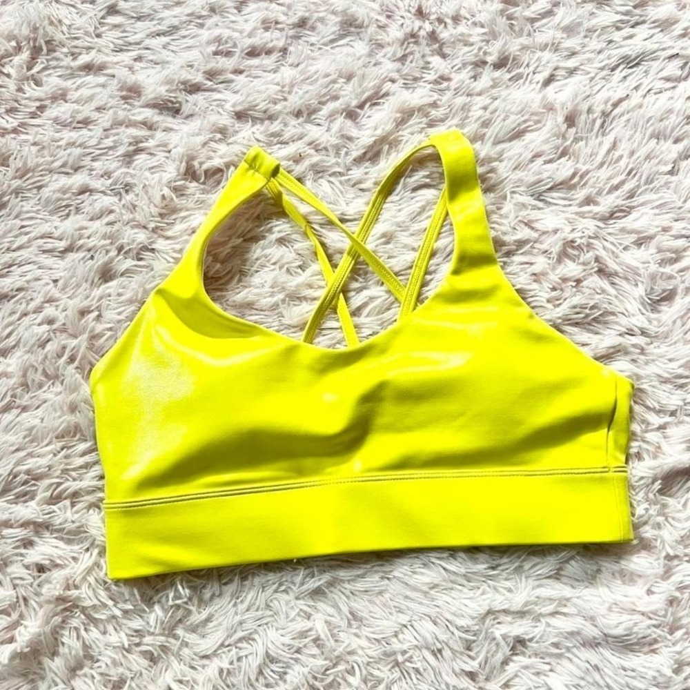 Zyia Active‎ Neon Yellow Strappy Racerback Athletic SportsBra Women's L Workout